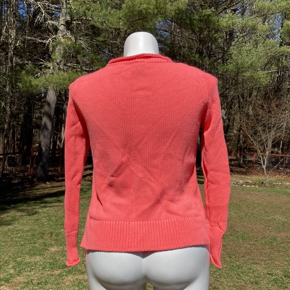 Gap all cotton peachy pink heavy mock cable knit sweater size L - Picture 5 of 7